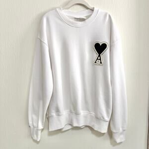 AMI Alexandre Mattiussi Ami de Coeur Sweatshirt White Preppy Paris Patch Unisex